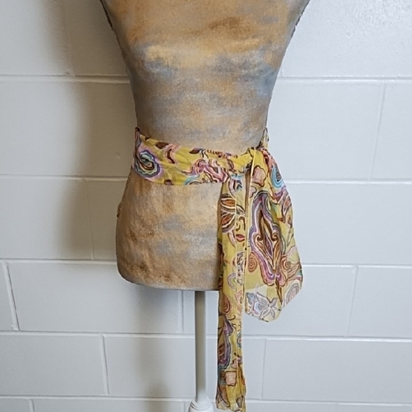 Paisley Pastels on Yellow Scarf Belt - Picture 12 of 12